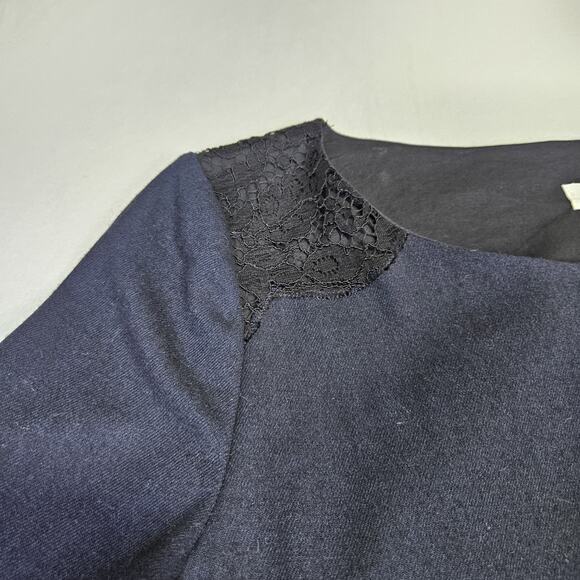 Pablo Gerard Darel Wool Blend Dress Navy Lace Minimalist Designer EUR 42 US 12 L - Picture 7 of 16